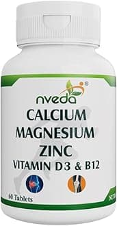 Calcium 1000mg with Vitamin D3, Magnesium, Zinc, Vitamin K2 & B12 | Bone Strength, Joint Support & Immunity Booster for Men & Women | 60 Vegetarian Tablets