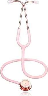 Scienlodic Double-Sided Stethoscope with Ear Tips, Professional Stethoscope for Doctor Nurse Clinical Student Use, Customized Gold-Plated High-end - Light Pink