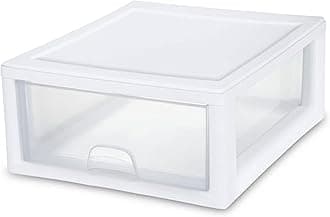 23018006 16 Quart/15 Liter Stacking Drawer, White Frame with Clear Drawers, 6-Pack