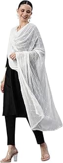 RANI SAAHIBA Women's Chiffon Embroidered Dupatta