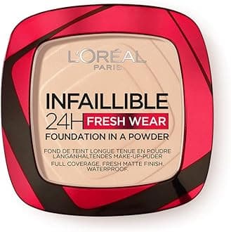 Infallible 24H Fresh Wear Foundation in a Powder, 20 Ivory, 9g, Waterproof, sweatproof & transferproof formulation, 24H long-lasting, unshakable foundation