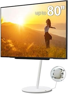 WALL A2 Large Type | Japanese Rolling Portable Free-Standing 45-80 Inch Universal Big Screen TV Stand with Concealed Caster Wheels | Satin White