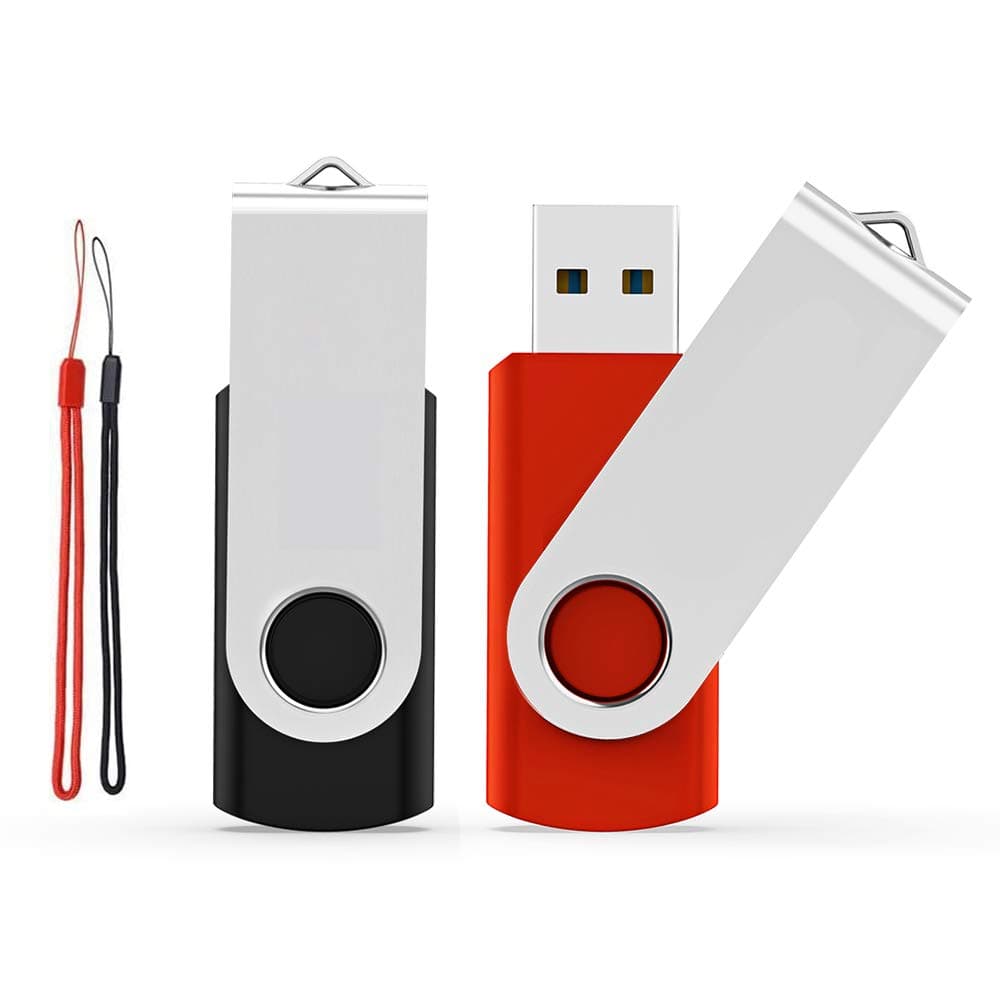 32GB USB 3.0 Flash Drive 2 Pack Thumb Drive High Speed 32gb Memory Stick Pendrive Fold Storage Keychain Jump Drive Zip Drive（Black&Red）