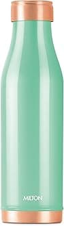 MILTON Copper Charge Water Bottle, 930 ml, Green | Lacquer Coating, Curved bottle | Diwali | Festive | Gifting | Yoga | Home | Kitchen | Vedic