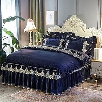 Bedskirt Warm Ruffled Luxury Bed decoration Pleated Base valance sheet Quilted fitted Bedspread Wrap around style With 18" drop-J Queen1