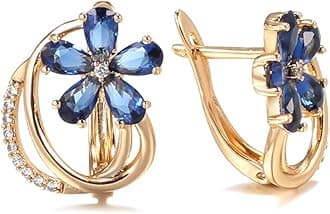 Shining Diva Fashion 18k Rose Gold Plated Latest Fancy Stylish Blue Zircon Copper Earrings for Women and Girls (12842er)
