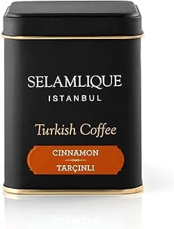 SELAMLIQUE ISTANBUL Cinnamon Flavoured Ground Turkish Coffee | Premium Arabica Beans | Stone-Milled Medium Roast | Authentic Turkish Coffee with Spiced Aroma | Finely Ground for Smooth Brew – 125g Box