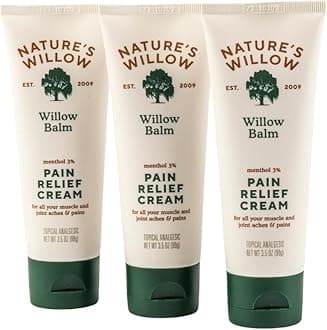 Willow Balm Natural Pain Relief Cream for Muscles & Joints | Fast-Acting with Willow Bark & Menthol | Free from Artificial Fragrances & Dyes | 3-Pack | 3.5 fl oz