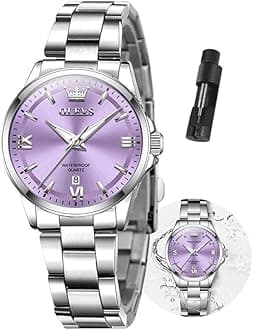 OLEVS Gold Watches for Women Classic Stainless Steel Waterproof Womens Wrist Watch Small Face Ladies Watches with Day Date Analog Quartz Dress Women's Watch Casual Gold Silver Black Dial Female Watch