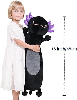 Dalmao 28 inch Black Axolotl Stuffed Animal, Cute Long Body Cuddle Squishy Pillow, Big Axolotl Plushies Toy Gifts for Kids, Boys for Birthday, Halloween, Christmas