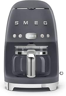 Smeg DCF02GRUK Drip Coffee Machine, Auto-Start Mode, Reuseable Filter, Digital Display, Anti-Drip System, Aroma Intensity Option, 1.4 Litre Tank, Slate Grey