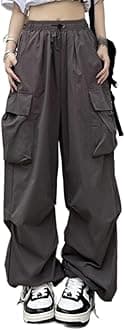 Women Cargo Pants Baggy Y2K Clothing Multi Pockets High Waist Loose Straight Leg Pants Vintage Grunge Aesthetic Clothes