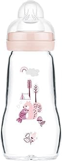 MAM Feel Good Glass Bottle Pack of 1 (1 X 260 Ml), MAM Bottle with Medium Flow MAM Teats Size 2, Newborn Essentials, MAM Baby Bottles 2+ Months, Pink