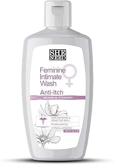 SheNeed Feminine Intimate Wash Anti-Itch for Maximun Strength - Reduces Redness, Itchiness & Smoothens Skin with Ph-3.5 & 100% Natural with Cocoa and Cotton Seed Oil - 120 ML