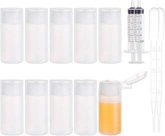 BENECREAT 10 Pack 1oz Travel Bottles Small Travel tubes Plastic Flip Cap Sample Bottle Refillable Travel Bottles for Makeup, Liquid, Cosmetic Toiletries Product
