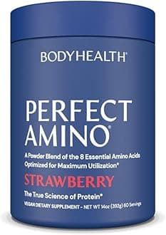- BodyHealth PerfectAmino Powder - BCAA and EAA Powder for Pre and Post Workout - Amino Acid Energy Drink for Men and Women to Support Lean Muscle and Recovery - Strawberry - 60 Servings