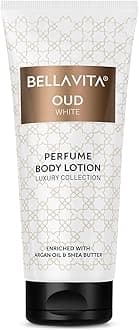 Bella Vita Luxury OUD WHITE Perfume Body Lotion for Nourishing, Hydrating, Soft, Supple,Healthy Skin with Argan Oil and Shea Butter 200 Ml