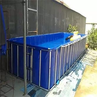 YJFENG Foldable Fish Pond, Temporary Waterproof Canvas Holding Tank, 0.5mm Heavy Duty Tarp Water Storage Pool for Saltwater Fish, Koi Turtles with Drain (Color : Blue, Size : 2X1X0.5M)