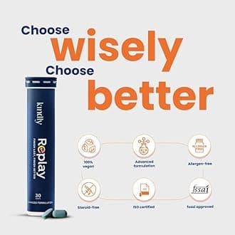 Kindly Replay For Vitality & Prolong Release Tablets | 60 Count | Muira Puama (Libido Booster) | Supplements For Men | Ayurvedic Formula With Nicotinamide, Ginkgo Biloba & Momordica | Performance