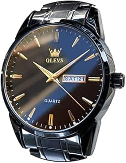 OLEVS Watch for Men Stainless Steel Business Dress Analog Quartz Men Watch Large Face Day Waterproof Luminous Classic Wrist Watch