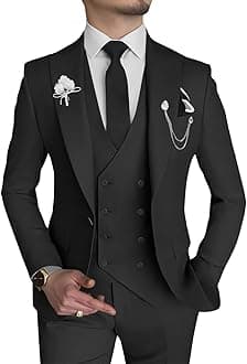 Men's 3 Piece Slim Fit Suits Double Breasted Suit Men Formal Suit for Wedding Prom Dinner Party