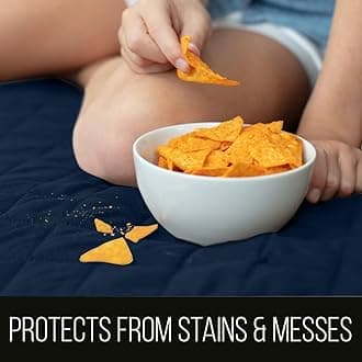 Sofa Shield Original Patent Pending Reversible Oversized Jumbo Sofa Protector for Seat Width up to 88 Inch, Furniture Slipcover, 2 Inch Strap, Couch Slip Cover Throw for Dogs, Sofa, Navy Sand