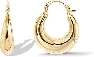PAVOI 14K Gold Plated Sterling Silver Post Chunky Hoops | Thick Lightweight Gold Hoop Earrings for Women (Yellow Gold, 17mm)