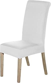 High-Back Chair Covers for Dining Room Chairs – Spandex Stretch, Universal Armless Chair Protective Slipcover, Removable & Washable for Kitchen, Wedding, Party, Banquet & Hotel, White, Pack of 6