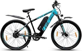 NINETY ONE ZX | Electric Cycle | 10.4Ah Battery | 27.5T | 91 Tuf Shox Front Suspension 80mm Travel | 250 Watt IP65 BLDC Motor | 85% pre-Assembled | 2 Years Battery Warranty | Black Turquoise