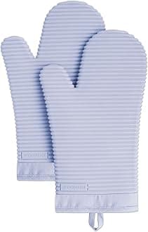 KitchenAidRibbed Soft Silicone Oven Mitt Set, Lavender Cream 2 Count