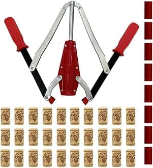 Manual Wine Bottle Double Lever Hand Corker Wine Corker with 30 count Wine Corks for Home Brewing