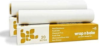 - Imvelo Wrapping n Baking Paper Roll 20 Mtr - Non-Stick, Oil Proof Butter Roll for Baking, Food Safe, Chemical Free Parchment Paper for Air Fryer, Oven, and Microwave, Baking Essentials - Pack of 2
