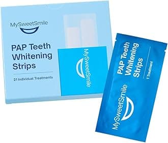 MySweetSmile Pap Teeth Whitening Strips - Enamel-Safe & Sensitivity Free Formula - 42 Peroxide Free - IndyBest Award Winning Brand - 21 Treatments - Mint Flavor