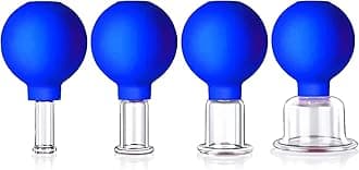 4 Size Facial Cupping Therapy Set Glass, Eye Face Vacuum Massage Anti Cellulite Cup - Silicone Cupping Massage Therapy, for Beauty Body Cup Fascia Massager(Softcover-Blue)