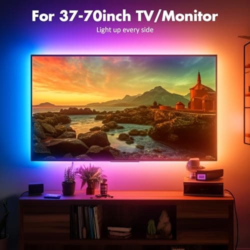 Maylit ICRGB TV LED Backlight, App Control Lights for 37-70in Monitor, Music Sync Color Changing Strip Lights for Home Decor, USB Powered Gaming Accessories for Bedroom Room Decor