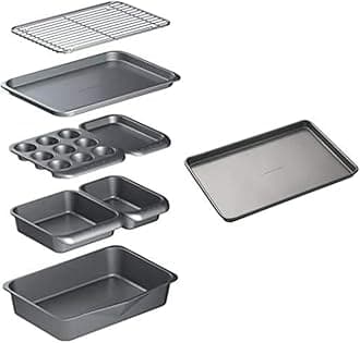 Smart Space Carbon Steel Stackable Bakeware Set (Including Roasting Tin, Muffin Large Non-Stick Baking Tray, Grey, 41 x 31 x 10.5 cm