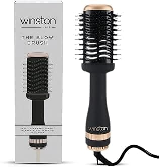 Winston 2-in-1 Hair Styling Blow Brush for Women - 1200 Watts | Hot Air Brush, Hair Volumizer Brush, Hair Blow Dryer Brush with Charcoal Bristles for Salon-Quality Volume and Shine (Black) 1 Year Warranty