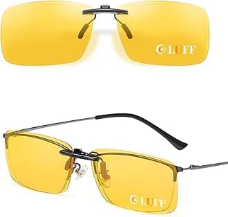 LUFF Night Driving Glasses Clip On | Polarized Anti Glare Night Vision for Men & Women | Over Prescription Glasses to Reduce Headlight Glare and Brighten Vision