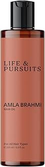 Life & Pursuits Amla Brahmi Oil for Healthy Hair & Scalp - 6.8 Oz Natural, Indian Ayurveda Blend with Coconut, Castor, Sesame, Triphala, Gotukola