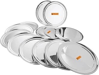 Shri & Sam Stainless Steel High Grade Shagun Dinner Plates (12 Pieces)