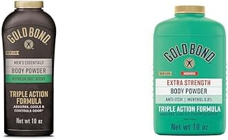 Men's Essentials Talc-Free Body Powder 10 oz Refresh 360 Scent & Medicated Talc-Free Extra Strength Body Powder 10 oz Cooling Itch Relief