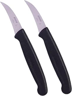 Curved Paring Knife, Stainless Steel Vegetable & Fruit Cutting Carving Blade Knife for Professional and House Use (2) (1120.1 Black)
