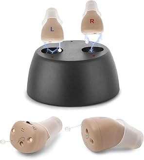 Rechargeable Hearing Amplifier to Aid and Assist Hearing, Completely-in-Canal (CIC) Nearly Invisible Mini Personal Sound Device w/Noise Cancellation & Feedback Reduction for Adults Seniors & Elderly
