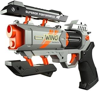 Soft Bullet Toy Revolver - Safe Foam Blaster with Darts, Gun Fun, and Pistol Toy for Cool Kids' Education and Memorable Gifts Grey