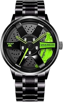 BOYADKAWheel Watch, Stainless Steel With Japanese Quartz Movement, Waterproof Sports Wrist Watch With Rim Hub Design for Men/Car Enthusiast