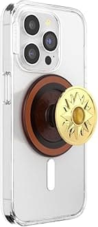 Phone Grip for MagSafe with Kickstand, Magnetic Stand, Swappable Top, Secure Hold for iPhone MagSafe Cases, Phone & Tablet Grip - Enamel Sun Jewel Amber