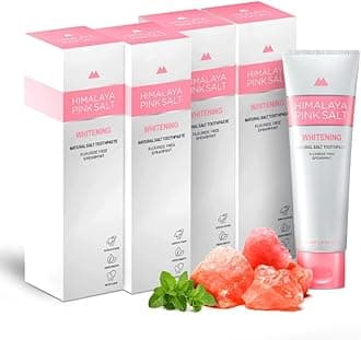 HIMALAYA PINKSALT Toothpaste, 4.5 oz (113 g) x 4 Pieces, No Fluorine, Himalayan Rock Salt, Bad Breath Care, Spearmint Flavor, Whitening, Fluorine Free, Korea