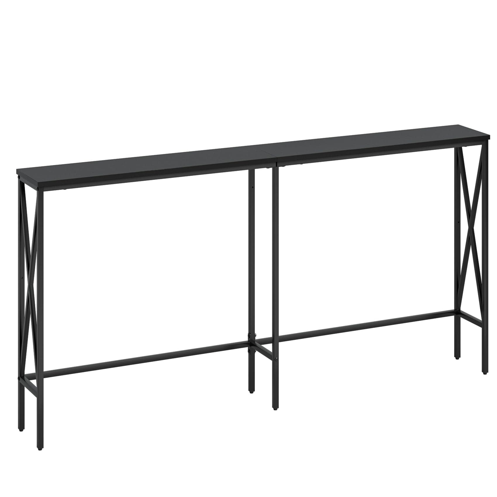 Masupu 63" Console Table, Modern Narrow Long Sofa Table Behind Couch, Skinny Entry Table, Industrial Sofa Table with Metal Frame for Hallway, Living Room, Classic Black…