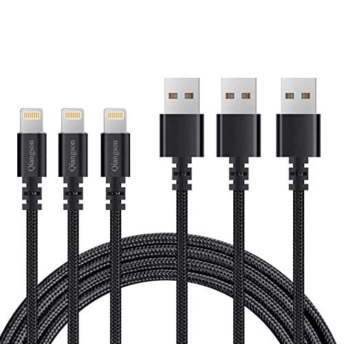 Qiangson Compatible with iPhone Phone, Charging Cable 3PACK 6FT Nylon Braided Charger Cable to USB Data Synchronization Charge Cord (Black)