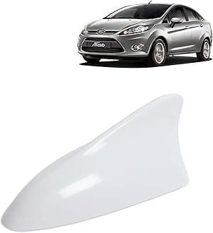 KINGSWAY Accessories Shark Fin Car Antenna Universal Size and Compatible with Ford Fiesta Year 2011 to 2021, Car Radio FM AM, DIY Easy Replacement Original Car Antenna, 1 Piece, White Color